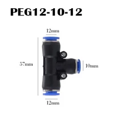 공압 피팅 공기 커넥터 튜브 퀵 파이프 푸시 인 호스 E 유형 티 3 방향 4mm 6mm 8mm PE 플라스틱, PEG12 10 12