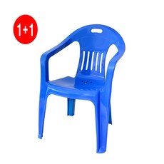 이리빙몰 라탄 팔걸이 플라스틱의자, C형 일반 팔걸이(블루) 1+1