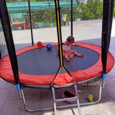 트램폴린 방방이 점핑 야외 놀이 시설 펜션 트램펄린 점핑머신, 8피트(오렌지) 가드+사다리