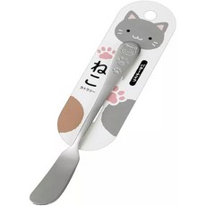 日本製 Echo 不銹鋼貓咪貓掌湯匙叉子奶油刀抹醬刀點心叉點心湯匙, 1個, 日本製ECHO不銹鋼貓掌果醬抹刀奶油刀