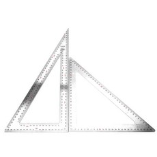 스테인레스 삼각자 90도 각도기 삼각형 대형 목수 2mm 12x25cm 양면 눈금 삼각자, 등각 삼각자 대형