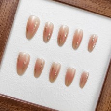 [당일배송] 천안각 우아한 아몬드 수제네일팁 핸드메이드 큐빅 그라데이션 붙이는손톱네일 인조손톱 셀프네일 S/M 사이즈, 1개, 03 - T483 M