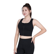 大尺碼運動內衣 前拉鍊 無鋼圈 透氣 中高強度固定胸墊 健身瑜珈文胸
