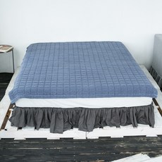 피그먼트 순면 침대패드, 블루 사각누빔
