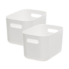 보노하우스 팬트리 수납박스 S 1+1 손잡이 라운드 정리함 수납 바스켓, 화이트, 2개