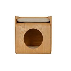 言吾物 貓窩茶几 胡桃色 40x40x40cm 儲物寵居, 貓窩茶几-原木色, 1個