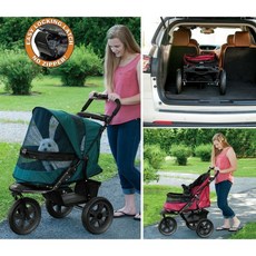 PET GEAR AT3無拉鍊三輪寵物外出推車 PG-8350，安全舒適，三輪穩定，透氣通風, 罂粟花紅(PG-8350NZRR), 1個