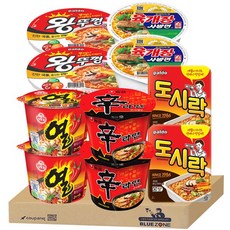 [블루존] 큰컵라면 5종 10개입 (왕뚜껑2 도시락2 신라면2 열라면2 육개장사발2), 1개