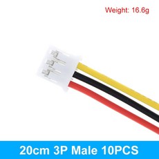 마이크로 JST PH 2.0 2P 3P 4P 5P 6 핀 수 암 플러그 커넥터 와이어 케이블 포함 5 쌍 Arduino MP3 용 20CM + 20CM 10 개 전자 부품 액세서리 소스, 10PCS 20CM Male 3P