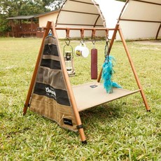 HIP Outdoor營天下 自然美學 露營置物架, 1個, 三角置物架組(木架+三角收納袋+掛勾組)