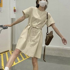 여성 캐주얼 라운드 A라인 반팔 원피스 [WFJBMMG_260520]