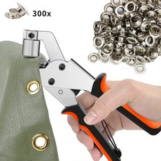 아일렛펀치 휴대용 강철재 DIY 가죽구멍뚫기 캠프탑 구멍펀치 천막펀칭기 오링펀치 타공기 아일렛 펀칭기 1개, 1세트, 펀칭키트+실버클 300개 1세트, 펀칭키트+실버클 300개