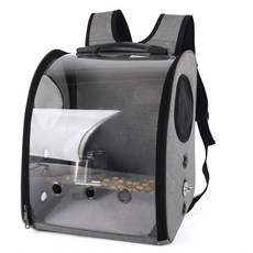 앵무새 이동가방 백팩 투명 반려 동물 산책 이동장 앵무새 잉꼬 외출용 가방 조류 용품, 경량패키지(스탠딩스틱제외), 회색