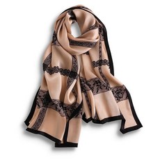 PoeticEHome 100% 멀베리 실크 롱 스카프 랩 - 여성용 대형 직사각형 자외선 차단 숄 선물 포장 포함 A3 미스틱 타로 141073, P1 - 블랙 레이스