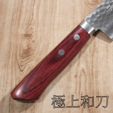 【日本進口菜刀】訓平 增谷刃物 刻流 VG10 槌目大馬士革 菜切 165mm, 1個, 赤紅色柄