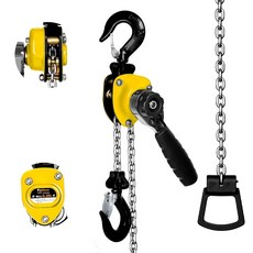 FITHOIST 14톤 체인 호이스트 550Lbs 용량의 소형 합금강 G80 2개의 헤비 듀티 후크가 있는 수동 레버 차고 창고 자동차 기계용, 3/4 Ton 10Ft, Yellow