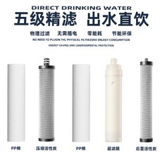 家用廚房五級淨水器 - 不鏽鋼檯面式自來水過濾直飲機, 1個, 不锈钢4+1全套滤芯