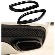 亮黑色不鏽鋼單出排氣管消音器尾喉尾飾管尾管蓋裝飾框 適用於15-21 W205 C300, 1個