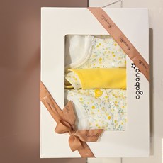 [아가방]강남점* 선물포장 배송* / 봄을 맞이하는 노란 배색 잔꽃의 바디수트 내의 턱받이세트 / 가성비 좋은 4종선물세트 / 안심 무형광면100%