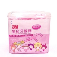 3M 細滑牙線棒, 1個, 星座細滑散裝(48x3)+隨身盒(粉)