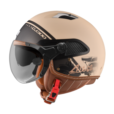 【ASTONE官方直營】CJ300 AR12 卡其色/冷灰藍/奶茶色/白紫色 復古風 偉士牌安全帽 半罩式飛行帽, 平淺奶茶/鐵灰