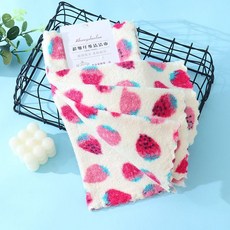 珊瑚絨印花抹布方巾30*30廚房專用家用清潔用具擦手巾兒童小毛巾熱賣, 1個, 草莓