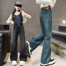 주니어 여아 데님 팬츠 아동용 슬림 스판 부츠컷 청바지 봄가을