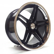 FK鋁圈 19吋 5/120 T230 平光黑邊包白鐵 鋁合金輪圈 汽車改裝, 1個