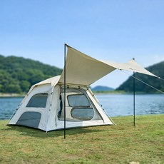 녹원 캠핑 돔 그늘막 원터치텐트+타프 풀세트 4-6인용, 혼합색상