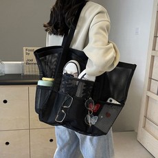 대용량 메쉬 비치백 투명 방수 여행 숄더백 다용도 목욕 물놀이 썸머 수영 가방 판촉 사은품