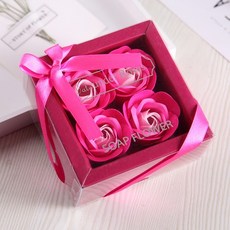 Date under Roses 方盒玫瑰香皂花禮盒 婚禮小物 告白節慶用品 創意肥皂仿真花, 桃色, 1個