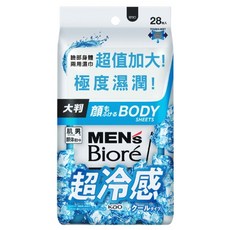 Biore 蜜妮 臉部身體兩用涼感濕巾 無香/清新花香, 1個, MEN酷涼28片(2026.6)