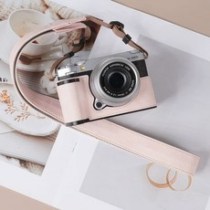 후지 X100Vi 가죽 플립 어깨 카메라 그린 하프 호환 보호 파우치 케이스 커버 베이스, R. 라이트 핑크 보호 커버 숄더 스트랩