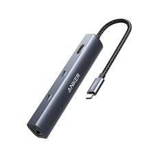Anker PowerExpand 6-in-1 USB C PD 이더넷 허브 PD 65W USB-C 포트 4K HDMI 포트 1Gbps 이더넷 포트 USB3.0 포트 탑재 MacBook Pro MacBook Air iPad Pro용, 단일옵션