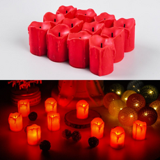 LED 촛불 파티용 초 생일 촛불 레드 색상 12개입 촛불 세트 장식 소품, 단일옵션