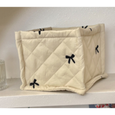 다용도 장난감 기저귀 바구니 패브릭 예쁜 정리함, 1개, 리본