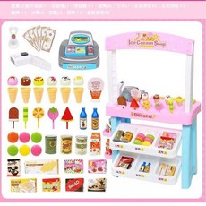 Love Shop 兒童仿真冰淇淋雪糕玩具組 - 餐車玩具 超市收銀台掃描機玩具組, 粉色, 1個