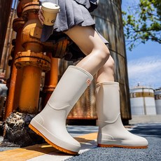 TIMEPURE 여성용 장화 출시 외출용 레인부츠 방수 미끄럼방지 높은 통 워터슈즈 비 오는 날 장화 롱부츠 고무신