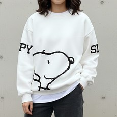 피너츠 정품 남녀공용 특양면 오버핏 맨투맨 티셔츠 빅스누피