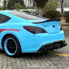 R 스타일 리얼 카본 파이버 블랙 리어 트렁크 스포일러 현대 제네시스 쿠페 09-15호환, FRP 미도색