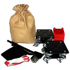 重物搬運起重桿 黑色+滑輪底座+收納袋+橡膠墊+高低差搬運台+手套, 黑職業