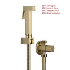 MTTUZK Rose Gold Squa Bidet Bathroom Hand Shower Toilet Sprayer Hygienic Tap Wall Mounted Faucet Set, Bidet set B