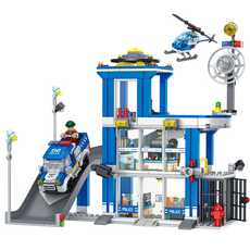 Wakku 시티 경찰서 레고호환블록 경찰차 비행기 빌딩 4in1 블럭세트 어린이날선물, 1개