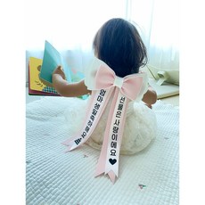 데일리위듀 인간화환 아기화환 글씨리본 반전용돈 결혼식 기념일 자유문구, 나비리본, 베이비핑크