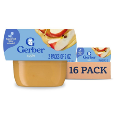 거버 Gerber 1st Foods 천연 이유식 사과 퓨레 GMO 프리 16팩, Apple, 1개, 907g