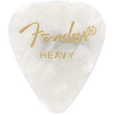 Fender 프리미엄 셀룰로이드 기타 피크 351 모양 액세서리 레드 모토 미디엄 12팩_161653, Heavy, 12-Pack, White Moto_161653
