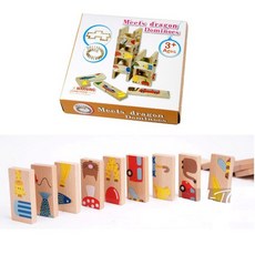 幼兒玩具 28塊動物接龍木製骨牌玩具 多米諾拼圖 早教益智積木 兒童拼圖遊戲, 1個, A款E5D 彩盒微凹（商品完整、已折扣）