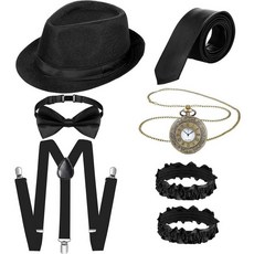 1920년대 남성용 액세서리 세트 20년대 성인 개츠비 갱스터 키트 정장 모자 스트랩 포함 파티 용품 드레스 업 172808