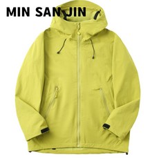 MIN SAN JIN 男款防風防潑水透氣軟殼衝鋒衣外套 果綠 M碼