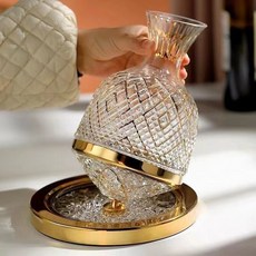 桃園出貨 可開票 12內出 醒酒器 旋轉醒酒器 陀螺醒酒器 洋酒分酒器 引酒器 倒酒器 分酒器 紅酒醒酒不倒翁, 金色款1500ml+送金色底座, 1個